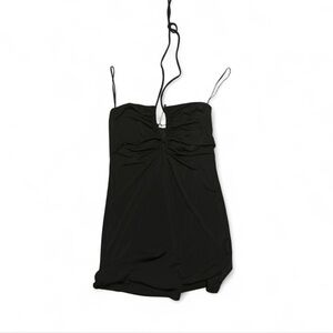 Garage Black Ruched Halter Top